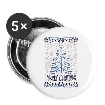 FROHE WEIHNACHTEN - Buttons groß 56 mm (5er Pack) - Weiß - Vorne