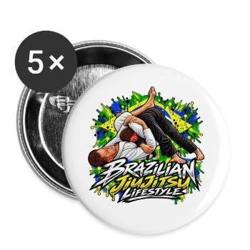 Brazilian Jiu-Jitsu Lebensstil – Triangle Choke BJJ - Buttons groß 56 mm (5er Pack) - Weiß - Vorne