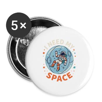 I Need My Space – Astronaut Blase - Buttons groß 56 mm (5er Pack) - Weiß - Vorne