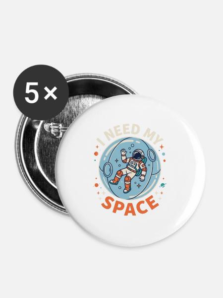 I Need My Space – Astronaut Blase - Buttons groß 56 mm (5er Pack) - Weiß