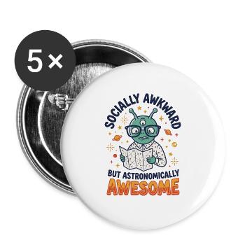 Pace Nerd Sozial unbeholfen großartig - Buttons groß 56 mm (5er Pack) - Weiß - Vorne