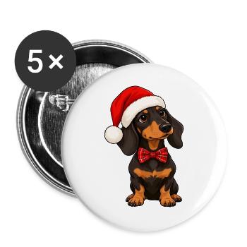 Christmas Dachshund - Buttons groß 56 mm (5er Pack) - Weiß - Vorne