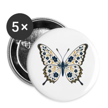 Botanical Butterfly - Buttons groß 56 mm (5er Pack) - Weiß - Vorne