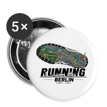Running Berlin Laufschuh Stadtkarte - hell - Buttons groß 56 mm (5er Pack) - Weiß - Vorne