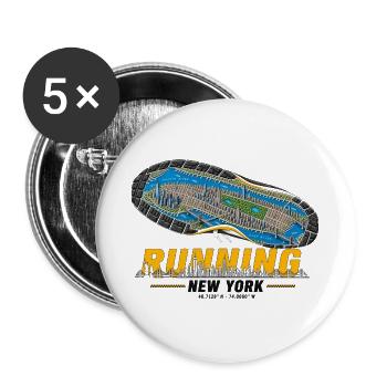 Running New York Laufschuh Stadtkarte - hell - Buttons groß 56 mm (5er Pack) - Weiß - Vorne
