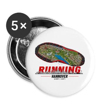 Running Hannover Laufschuh Stadtkarte - hell - Buttons groß 56 mm (5er Pack) - Weiß - Vorne