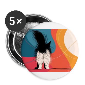 Katze von hinten - Buttons groß 56 mm (5er Pack) - Weiß - Vorne