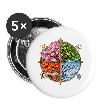 Vier Jahreszeiten Baumkreis - Buttons groß 56 mm (5er Pack) - Weiß - Vorne