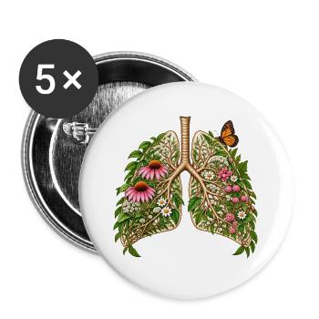 Blütendes Lungenbild - Buttons groß 56 mm (5er Pack) - Weiß - Vorne