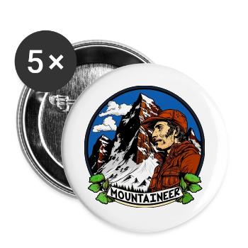 Bergsteiger Alpinisten Bergführer - Buttons groß 56 mm (5er Pack) - Weiß - Vorne