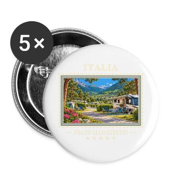 Italien Prad am Stilfserjoch Camping Vintage Marke - Buttons groß 56 mm (5er Pack) - Weiß - Vorne