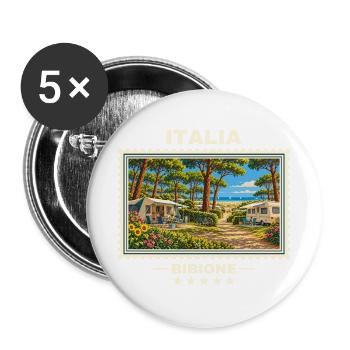 Italien Bibione Camping Vintage Reisemarke - Buttons groß 56 mm (5er Pack) - Weiß - Vorne