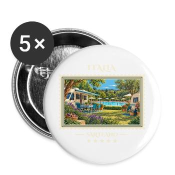 Italien Sarteano Camping Vintage Reisemarke - Buttons groß 56 mm (5er Pack) - Weiß - Vorne