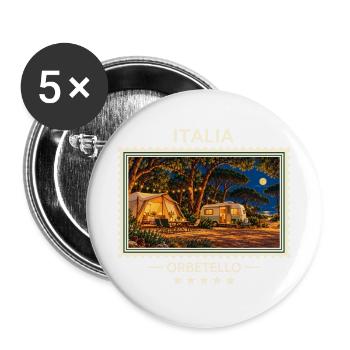 Italien Orbetello Camping Vintage Reisemarke - Buttons groß 56 mm (5er Pack) - Weiß - Vorne