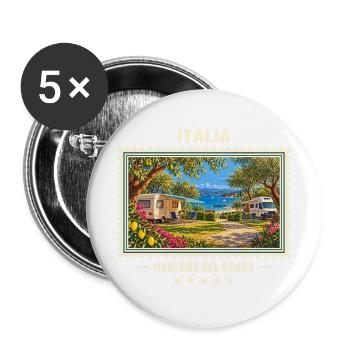 Italien Manerba del Garda Camping Vintage Marke - Buttons groß 56 mm (5er Pack) - Weiß - Vorne