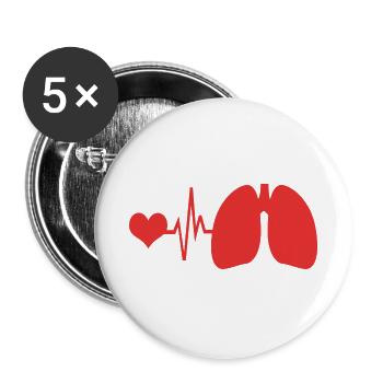 Atmen Atmung Atemwegstherapeut Sauerstoff - Buttons groß 56 mm (5er Pack) - Weiß - Vorne