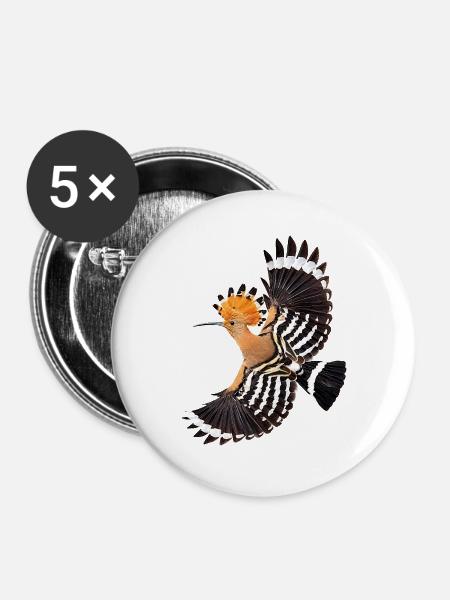 Wiedehopf - Buttons groß 56 mm (5er Pack) - Weiß