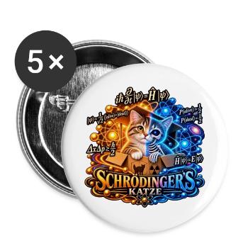Schrödingers Katze Kunstdesign - Buttons groß 56 mm (5er Pack) - Weiß - Vorne