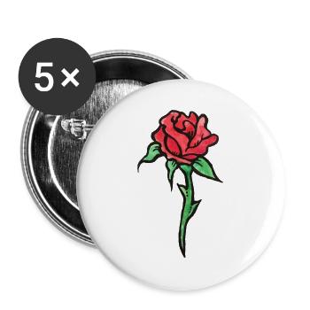 Crimson Rose Aquarell-Skizze - Buttons groß 56 mm (5er Pack) - Weiß - Vorne