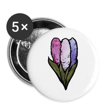 Pastell-Baumwollblumen-Trio - Buttons groß 56 mm (5er Pack) - Weiß - Vorne