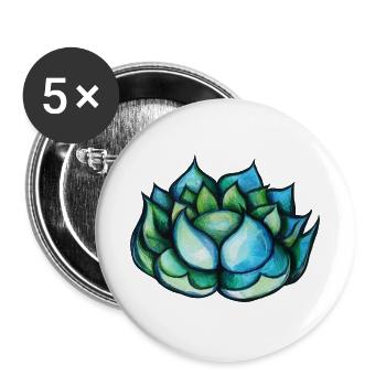 Blaugrüne Aquarell-Sukkulente - Buttons groß 56 mm (5er Pack) - Weiß - Vorne