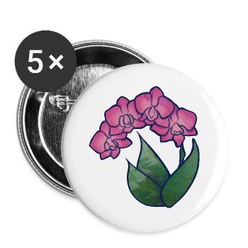 Rosa Orchidee Aquarell Floral - Buttons groß 56 mm (5er Pack) - Weiß - Vorne