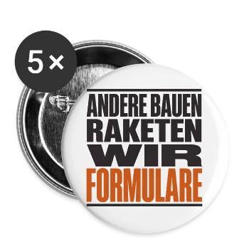 Bürokratie Satire Raketen Formulare Typo - Buttons groß 56 mm (5er Pack) - Weiß - Vorne