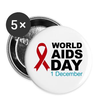 Welt-AIDS-Tag Band 1. Dezember - Buttons groß 56 mm (5er Pack) - Weiß - Vorne