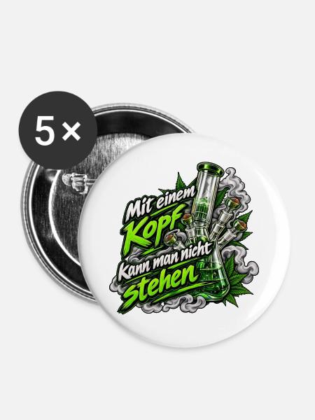 Kopf hoch Bong Lifestyle - Buttons groß 56 mm (5er Pack) - Weiß