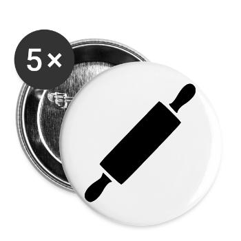 Nudelholz Rollholz Bäcker Geschenk backen  - Buttons groß 56 mm (5er Pack) - Weiß - Vorne