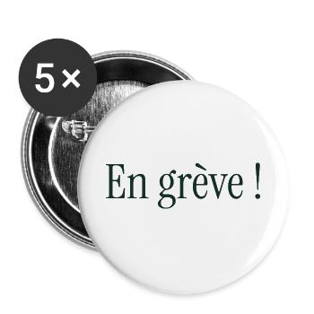 STREIK. DEMONSTRATION. ARBEIT. HUMOR. LUSTIG - Buttons groß 56 mm (5er Pack) - Weiß - Vorne