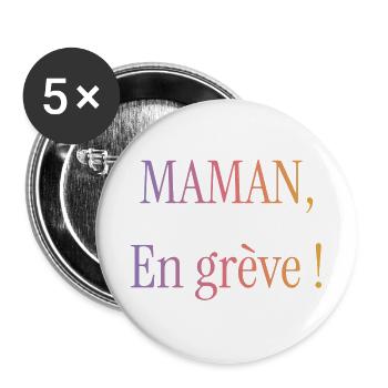 STREIK. DEMONSTRATION. HUMOR. LUSTIG. KOMISCHER - Buttons groß 56 mm (5er Pack) - Weiß - Vorne