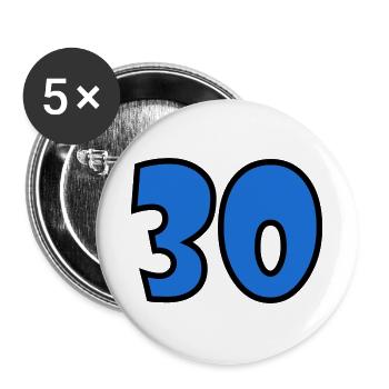 30. 30 JAHRE. 30-JÄHRIGES JUBILÄUM. 30-JÄHRIGES JUBILÄUM. - Buttons groß 56 mm (5er Pack) - Weiß - Vorne