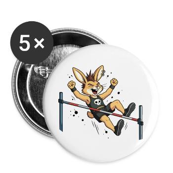 Bunny Punk Hochsprung-Athlet - Buttons groß 56 mm (5er Pack) - Weiß - Vorne