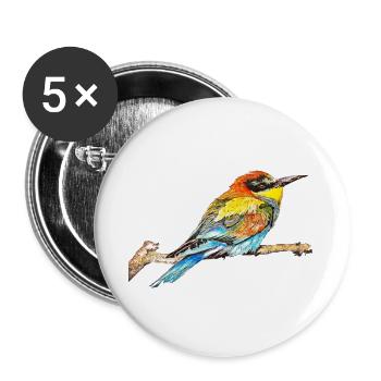 Bienenfresser I. - Vogel - Buttons groß 56 mm (5er Pack) - Weiß - Vorne