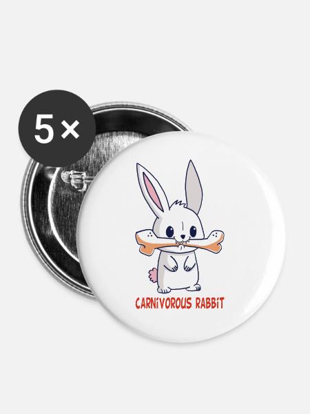 Das fleischfressende Kaninchen - Buttons groß 56 mm (5er Pack) - Weiß