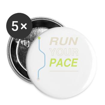 Run Your Pace - Buttons groß 56 mm (5er Pack) - Weiß - Vorne