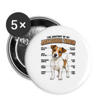 Jack Russell Terrier Hundebesitzer T Jack Russell  - Buttons groß 56 mm (5er Pack) - Weiß - Vorne
