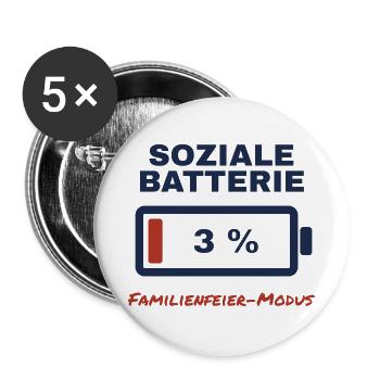 Soziale Batterie 3 % – Familienfeier-Modus - Buttons groß 56 mm (5er Pack) - Weiß - Vorne