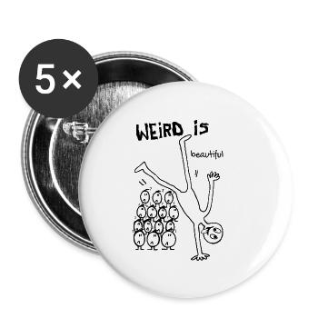 Weird is Beautiful – Be Yourself Stick Figure Art - Buttons groß 56 mm (5er Pack) - Weiß - Vorne