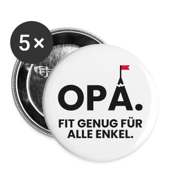 Fitter Opa am Berg für alle Enkel - Buttons groß 56 mm (5er Pack) - Weiß - Vorne