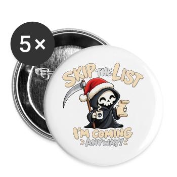 Sensenmann Weihnachten schwarzer Humor - Buttons groß 56 mm (5er Pack) - Weiß - Vorne