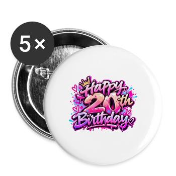 Herzlichen Glückwunsch zum 20. Geburtstag Neon Pink Graffiti: Slay Gift - Buttons groß 56 mm (5er Pack) - Weiß - Vorne