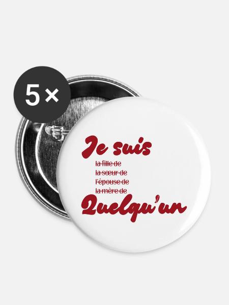 Ich bin jemand – Feminismus - Buttons groß 56 mm (5er Pack) - Weiß