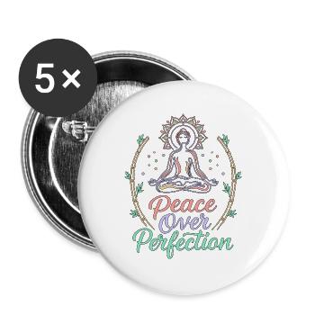 Yoga Instructor Peace Over Perfection Yoga Teacher - Buttons groß 56 mm (5er Pack) - Weiß - Vorne