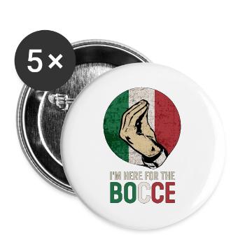 Italienischer Boccia: stilisierter Gruß - Buttons groß 56 mm (5er Pack) - Weiß - Vorne