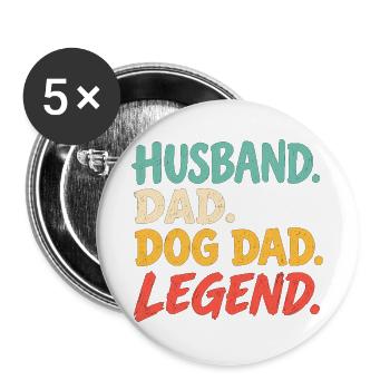 Hundepapa-Geschenk für stolze Hundeliebhaber - Buttons groß 56 mm (5er Pack) - Weiß - Vorne