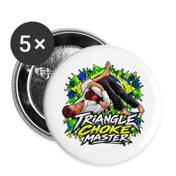 Brazilian Jiu-Jitsu Triangle Choke Master BJJ - Buttons groß 56 mm (5er Pack) - Weiß - Vorne