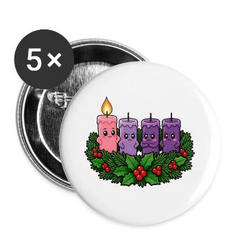 Lebkuchenmann Krücke Manga Lebkuchen T-Shirt - Buttons groß 56 mm (5er Pack) - Weiß - Vorne