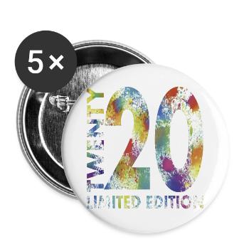 20. Geburtstag Geschenk Regenbogen - Buttons groß 56 mm (5er Pack) - Weiß - Vorne